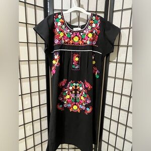 YZXDORWJ Embroidered Black Floral PATIO DRESS WOMEN SIZE XL